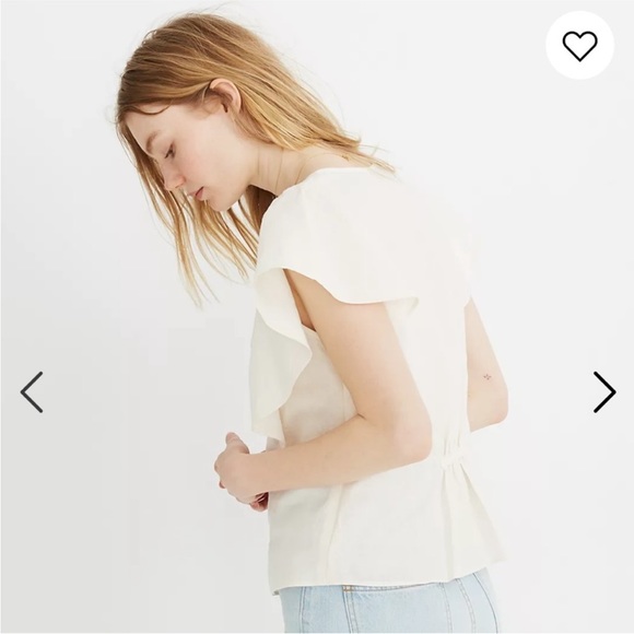 Madewell Linen Carmelina Flutter-Sleeve Top - Picture 2 of 4